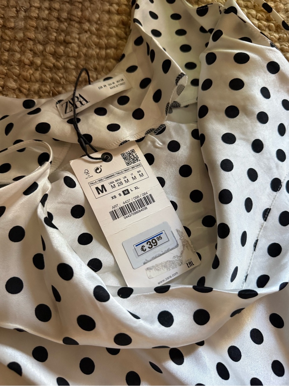⚜️ZARA BLACK & WHITE POLKA DOT SATIN SLIP MIDI DRESS NWT SIZE MEDIUM ⚜️ - Picture 7 of 12